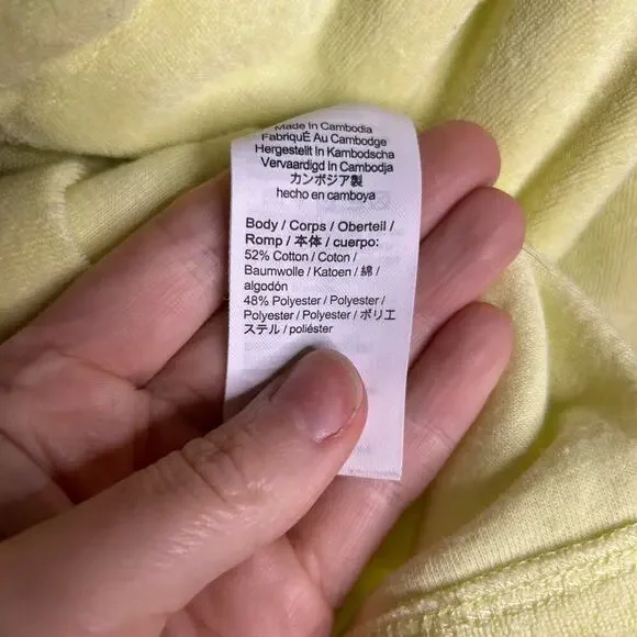 J. Crew Towel Terry V-neck Hoodie Set‎ Neon Yellow Women’s Medium Cozy Beachy - Picture 10 of 11